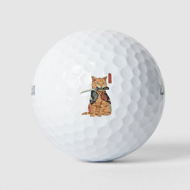 Pelotas De Golf Japanese Samurai Cat (Anverso)