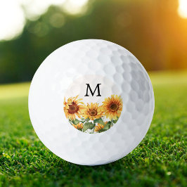 Pelotas De Golf Jardín de girasol amarillo y rubio monogramado