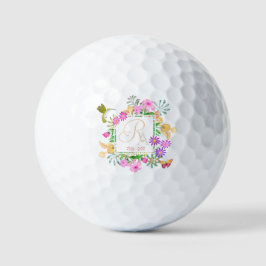 Pelotas De Golf Jardín floral Monograma Blanco