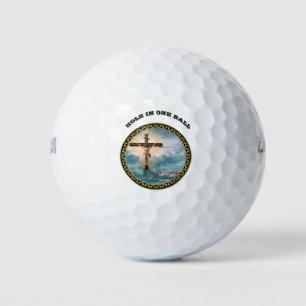 Pelotas De Golf Jesús colgado de una cruz de crucifixión cristiano