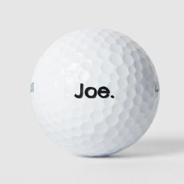 Pelotas De Golf Joe. Nombre en letra negra sobre blanco