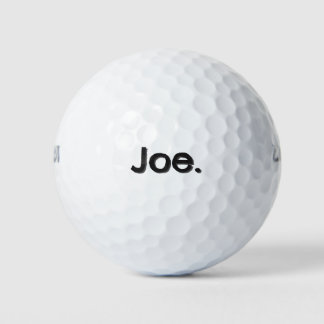 Pelotas De Golf Joe. Nombre en letra negra sobre blanco