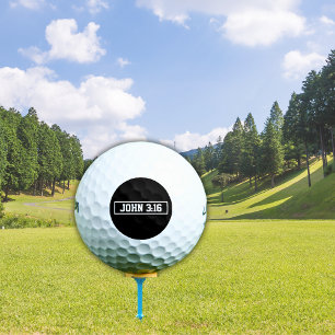 Pelotas De Golf John 3:16 Cristiano Blanco y Negro Simple Moderno