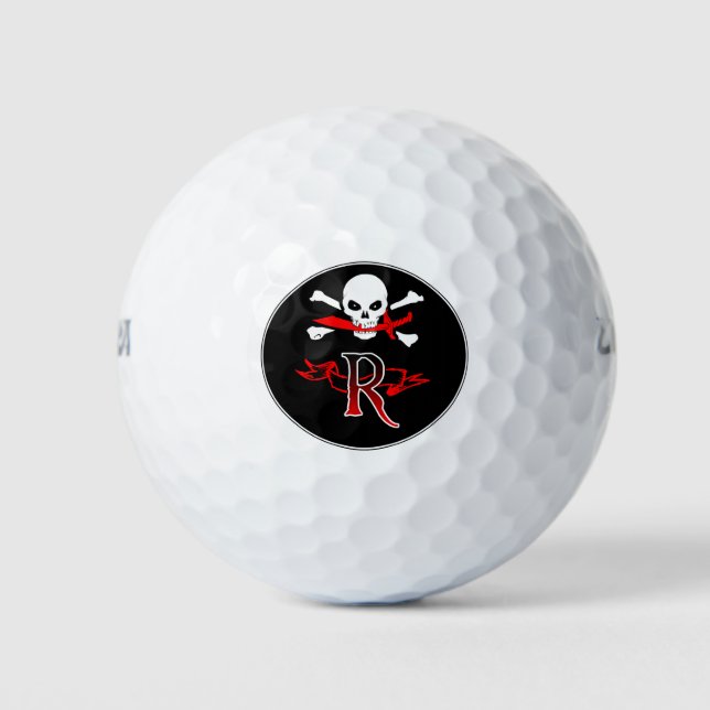 Pelotas De Golf Jolly Roger R Monogram Balls De Golf Inicial (Anverso)