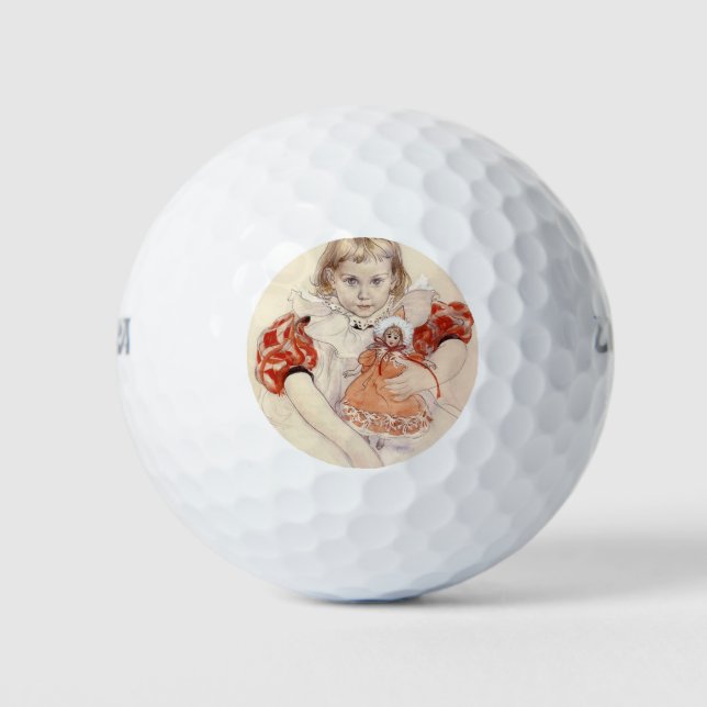 Pelotas De Golf Joven Chica con muñeca (arte infantil) (Anverso)