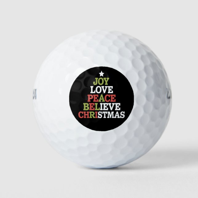 Pelotas De Golf Joy Love Peace Belibe Christmas Tree Family (Anverso)