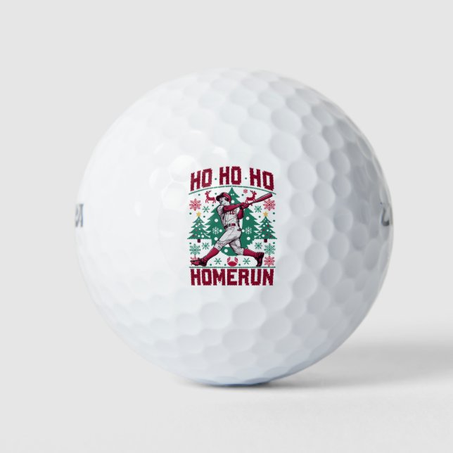 Pelotas De Golf Ju Ho Homerun Navidad de béisbol feo suéter (Anverso)