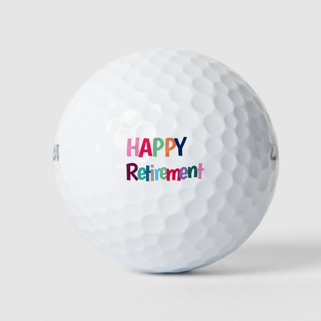 Pelotas De Golf Jubilación feliz (Happy Retirement colorful lettering golf ball!)
