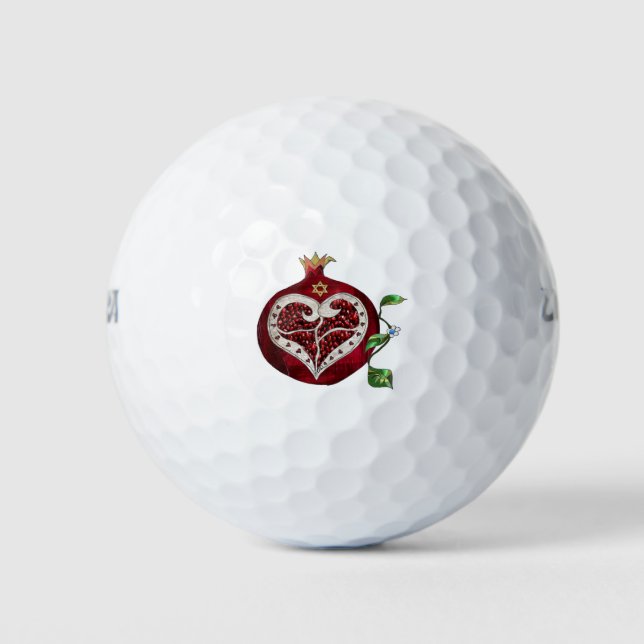 Pelotas De Golf Judaica Pomegranate Heart Hanukkah Rosh Hashanah (Anverso)