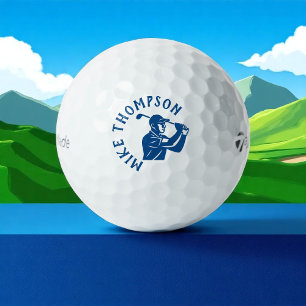 Pelotas De Golf Jugador de golf azul con nombre