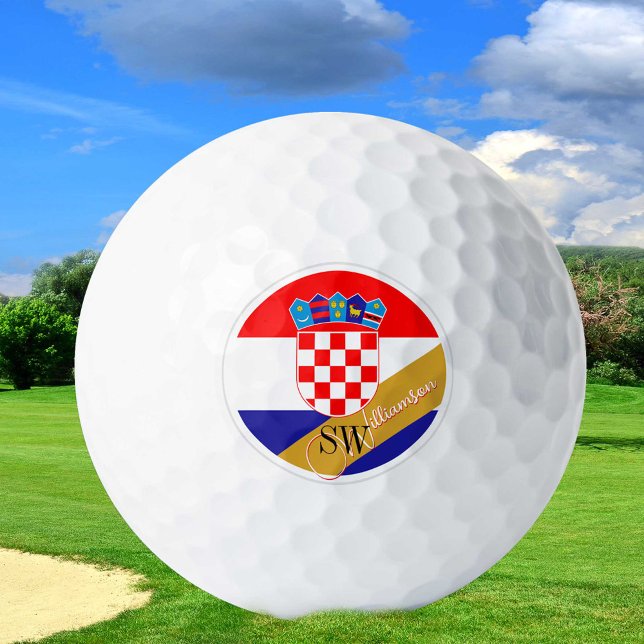 Pelotas De Golf Jugando a Croacia y Monograma, Bandera Croata/dora (Subido por el creador)