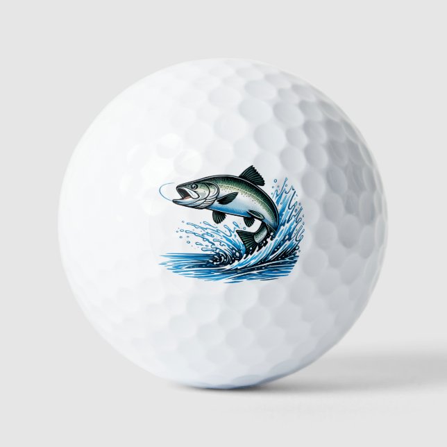 Pelotas De Golf Jumping Salmon Splash Gift for Fisherman Art (Anverso)