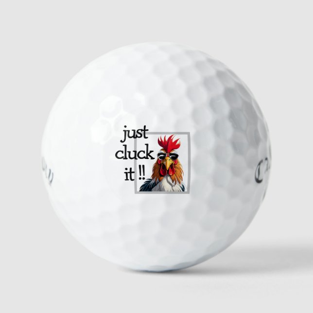 Pelotas De Golf Just Cluck It Golf Balls - Funny Rooster Pun (Anverso)
