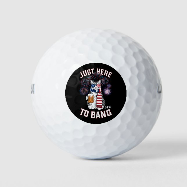 Pelotas De Golf Justo Aquí Para Bang USA Flag Beer Cat Lover 4 De  (Anverso)