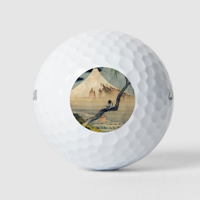 Pelotas De Golf Katsushika Hokusai - Muchacho viendo el Monte Fuji (Anverso)