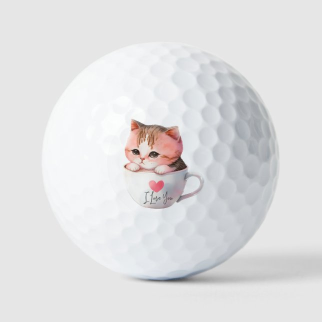 Pelotas De Golf Kawaii Cute Strite Pink Chibi Cat (Anverso)