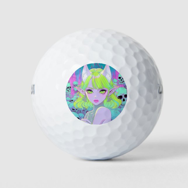 Pelotas De Golf Kawaii Neon Gótico Demon Anime Chica (Anverso)