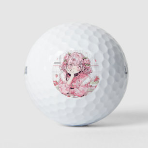Pelotas De Golf Kawaii Pink Cafe Anime Chica