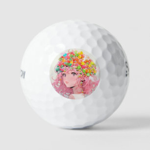 Pelotas De Golf Kawaii Rainbow Pastel Candy Mushroom Anime Chica