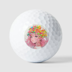 Pelotas De Golf Kawaii Rainbow Pastel Candy Mushroom Anime Chica