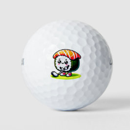 Pelotas De Golf Kawaii Sushi jugando al golf