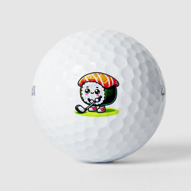 Pelotas De Golf Kawaii Sushi jugando al golf (Anverso)