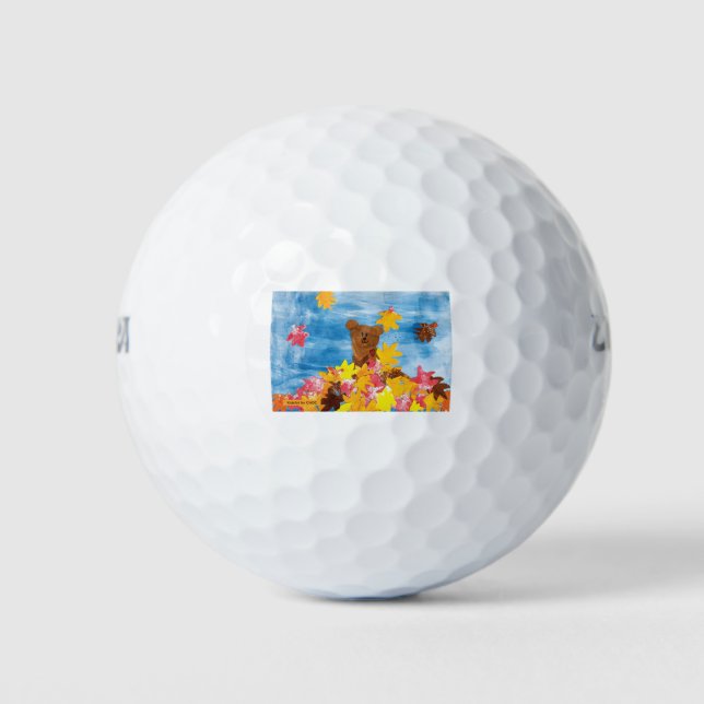 Pelotas De Golf KidsArt para CHOC - Oso de hojas de otoño (Anverso)