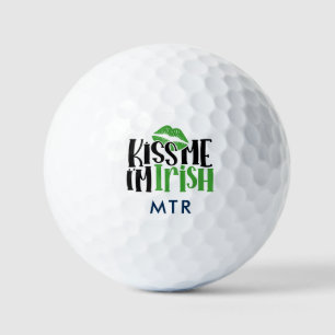 Pelotas De Golf Kisme Im Irlandés Shamrock Monograma afortunado