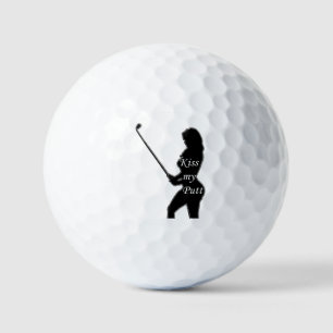 Pelotas De Golf Kiss My Putt - Silueta de golfista femenina