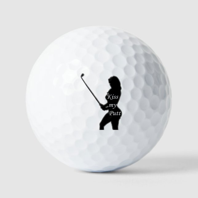 Pelotas De Golf Kiss My Putt - Silueta de golfista femenina (Anverso)
