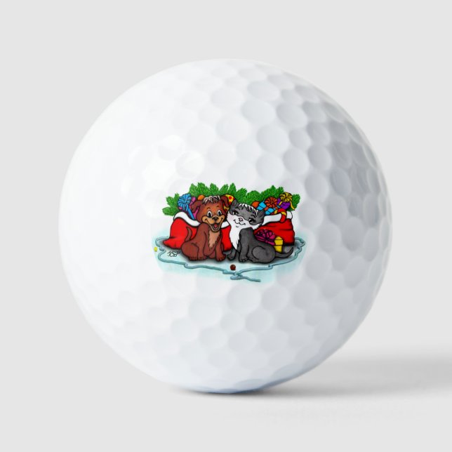Pelotas De Golf Kitty and Puppy , Happy XMas (Anverso)