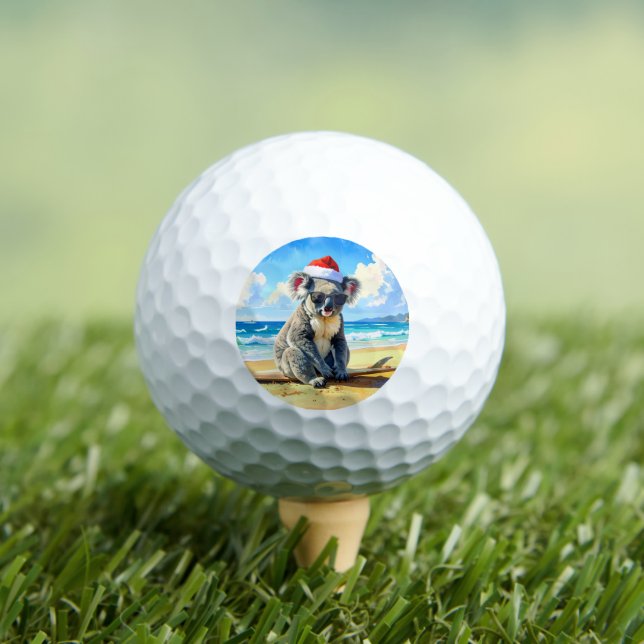 Pelotas De Golf Koala de Sol y Oleaje con Sombrero de Santa (Camiseta in situ)