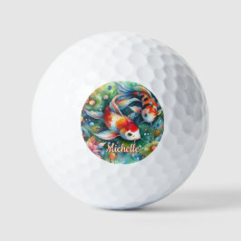 Pelotas De Golf Koi Fish Whimsical Watercolor Personalizado