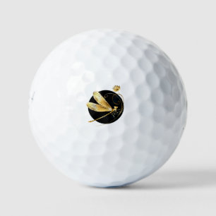 Pelotas De Golf La libélula dorada en círculo negro