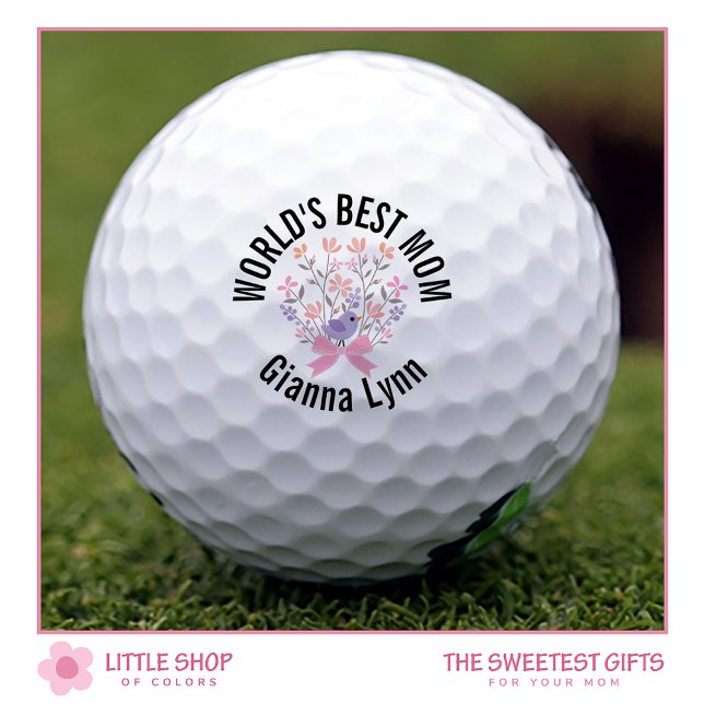 Pelotas De Golf La Mejor Mamá del Mundo Monograma Floral Rosa (Subido por el creador)