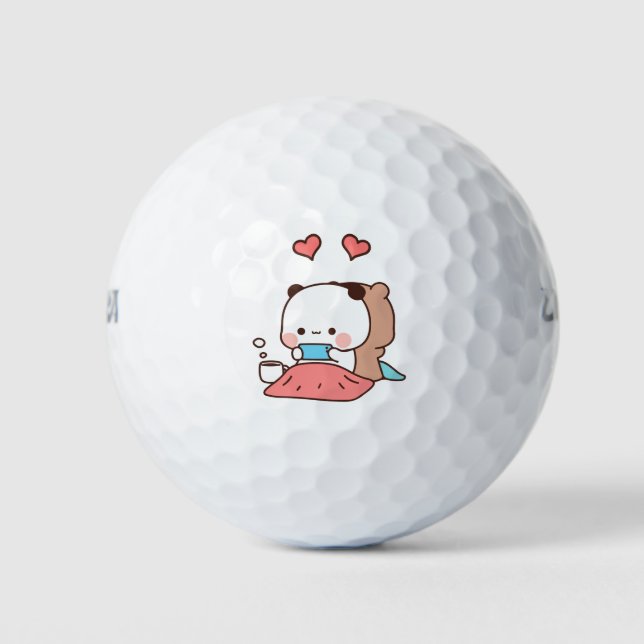 Pelotas De Golf La pareja de osos pandas, los abrazos de los bubu  (Anverso)