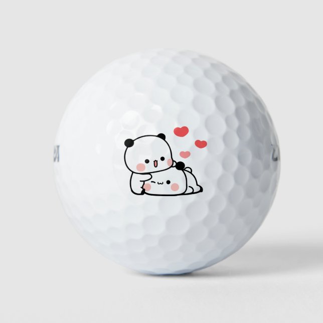 Pelotas De Golf La pareja de osos pandas, los abrazos de los bubu  (Anverso)