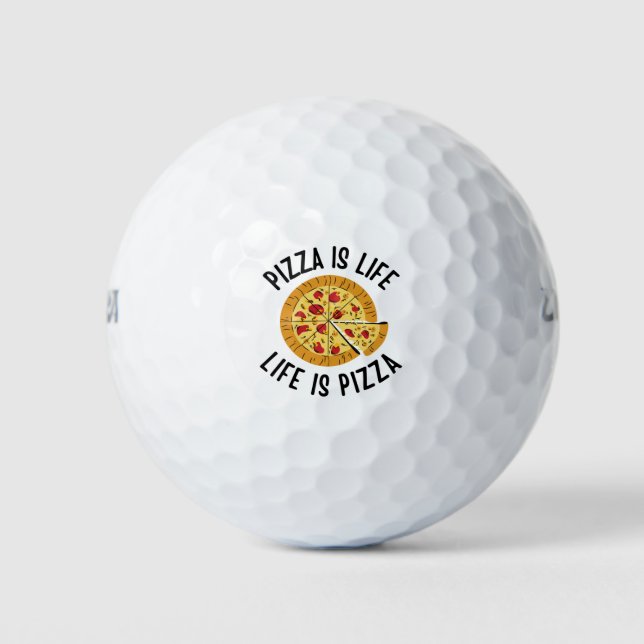 Pelotas De Golf La pizza es la vida es divertida (Anverso)