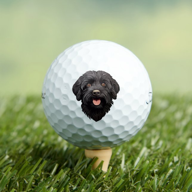 Pelotas De Golf Labradoodle Perro Negro (Camiseta in situ)