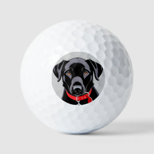 Pelotas De Golf Labrador negro con collar rojo