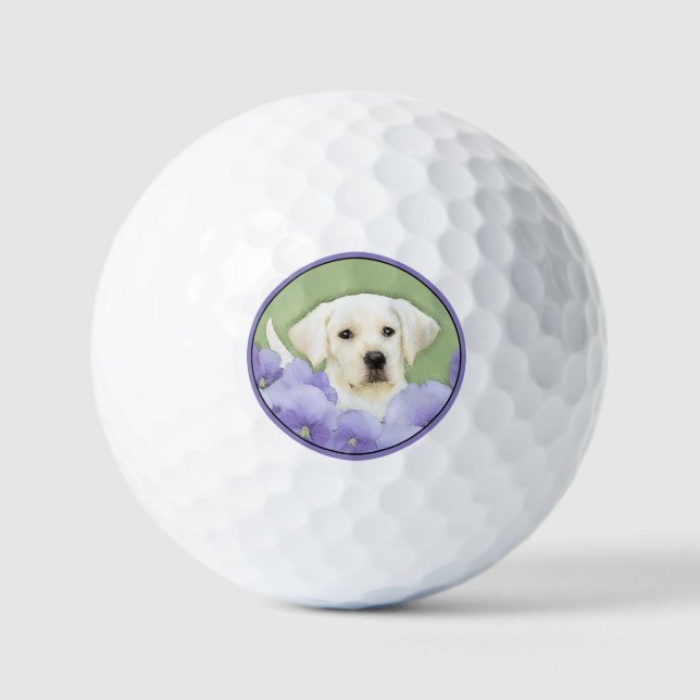 Pelotas De Golf Labrador Recuperador Pintura de Cachorro Original  (Anverso)