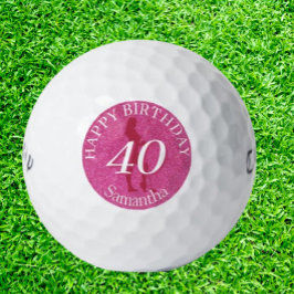 PELOTAS DE GOLF LADIES PINK GLITTER BIG BIRTHDAY