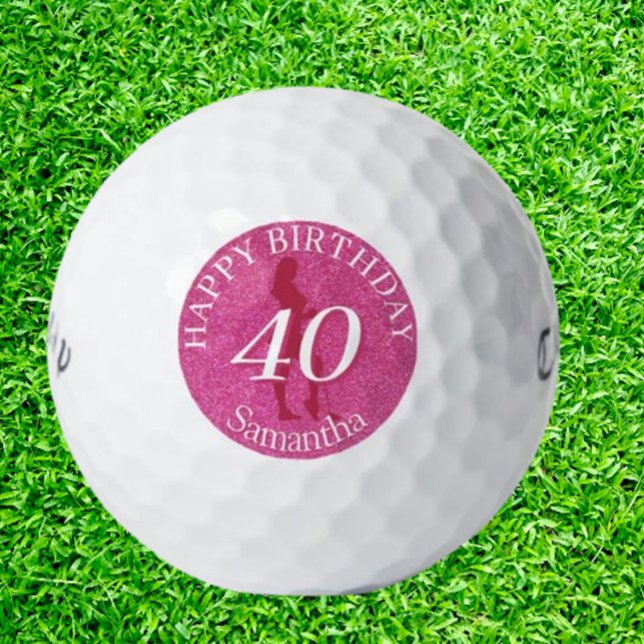 PELOTAS DE GOLF LADIES PINK GLITTER BIG BIRTHDAY ( Perfect for adding a touch of sparkle to their game. Shop now and spread joy on the course!)