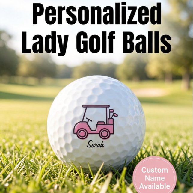 Pelotas De Golf Lady Golf Cart Breast Cancer Awareness Personalize (Subido por el creador)