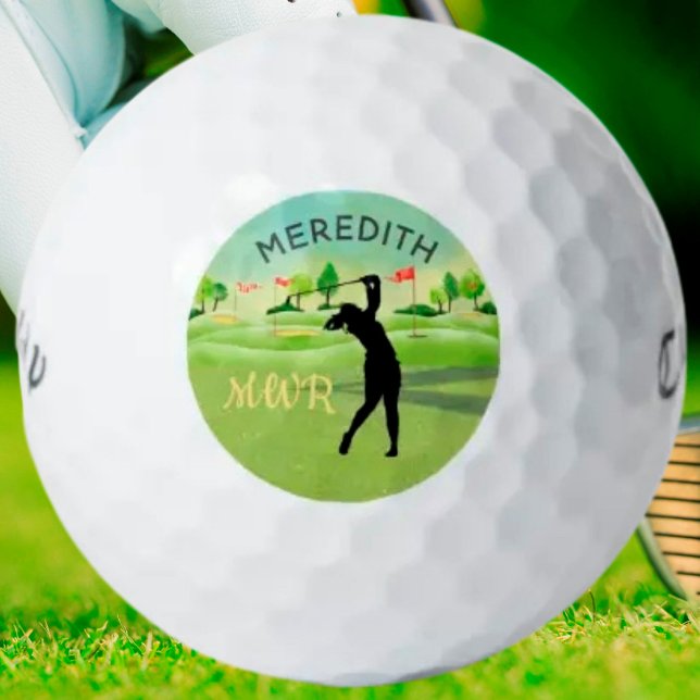 Pelotas De Golf Lady Golfer Greens Monograma (Subido por el creador)
