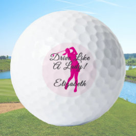 Pelotas De Golf Lady Golfer Pink Girly Feminine Custom Name Ladies