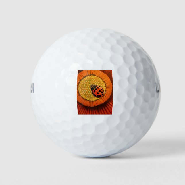 Pelotas De Golf Ladybug Rojo En Flor (Anverso)