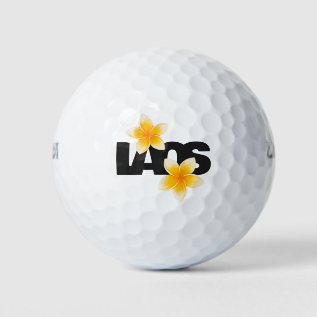 Pelotas De Golf Laos Love Frangipani Flower Yellow and Black (Anverso)