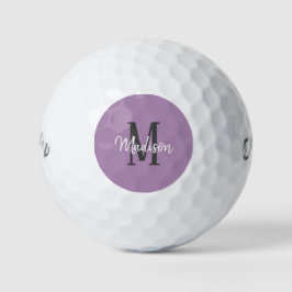 Pelotas De Golf Lavender Purple Script Monograma Nombre Damas