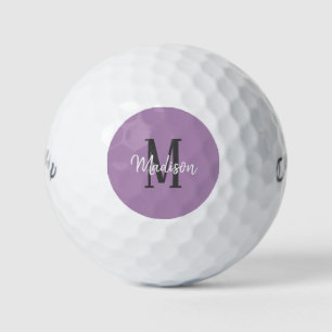 Pelotas De Golf Lavender Purple Script Monograma Nombre Damas